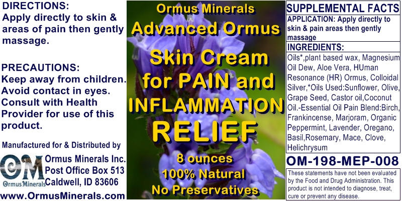 Ormus Minerals Advanced Ormus Skin Cream for Pain